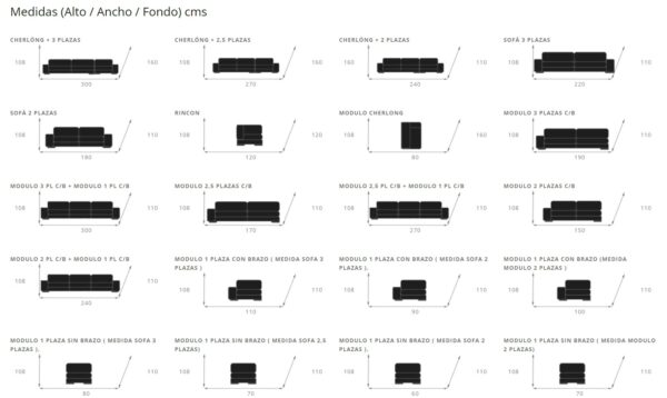 gallego y guillen medidas sofa maxi
